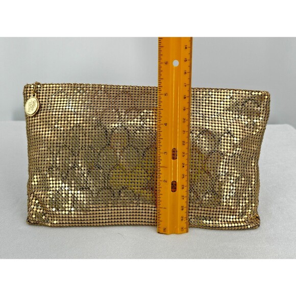 VINTAGE 1980s Whiting & Davis Gold Chainmail Zip Clutch ~ Mesh Evening Bag/Purse - Picture 10 of 11
